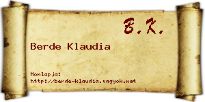 Berde Klaudia névjegykártya